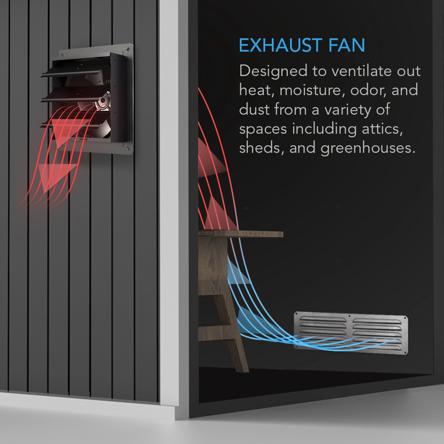 Airlift S10, Shutter Exhaust Ventilation Fan 10", Speed Controller