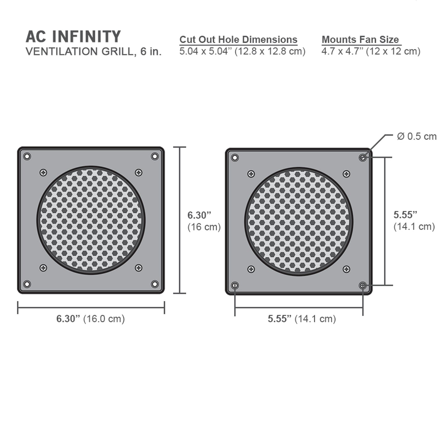 Cabinet Ventilation Grille Black, 6 Inch