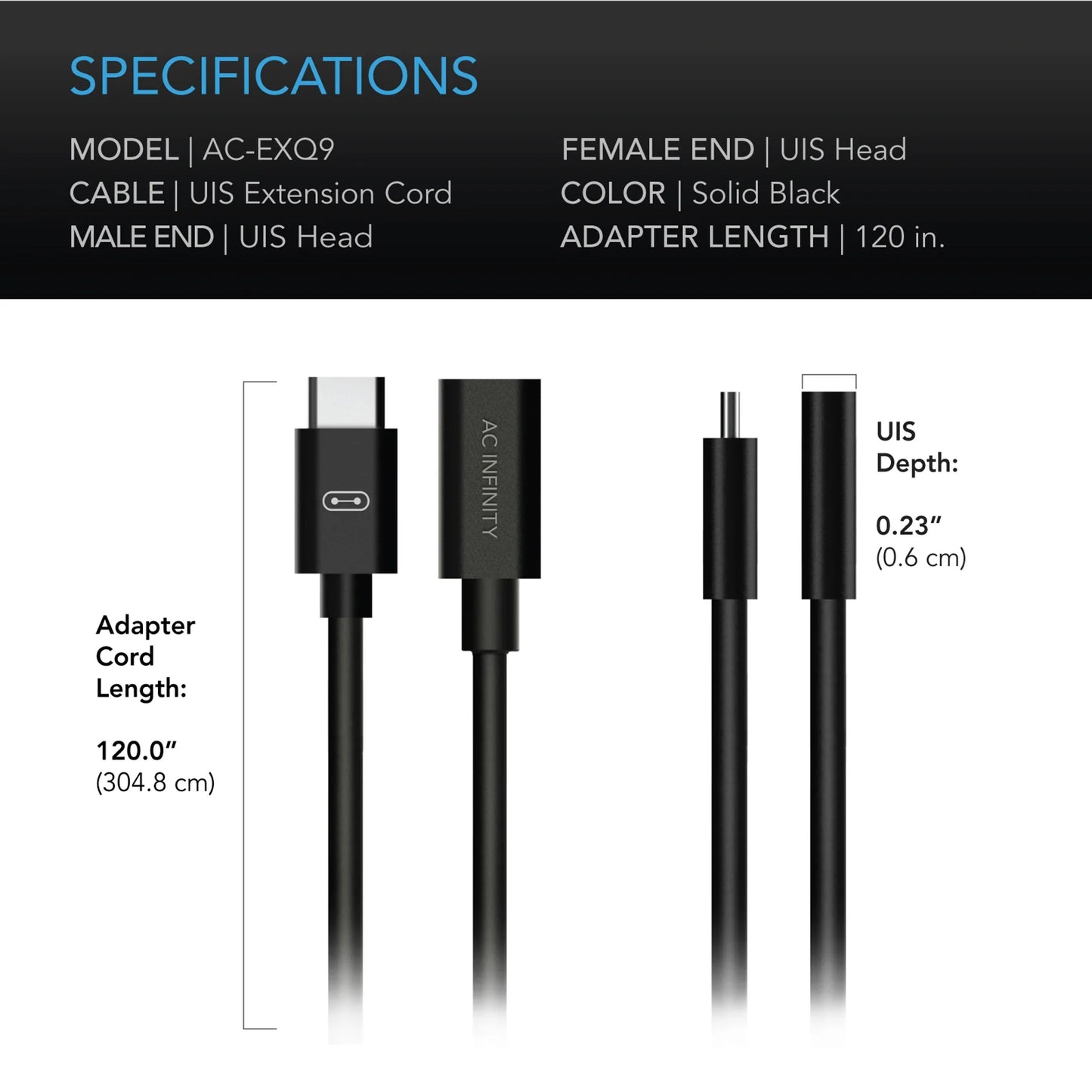 UIS to UIS Extension Cable, Female to Male, 10 feet