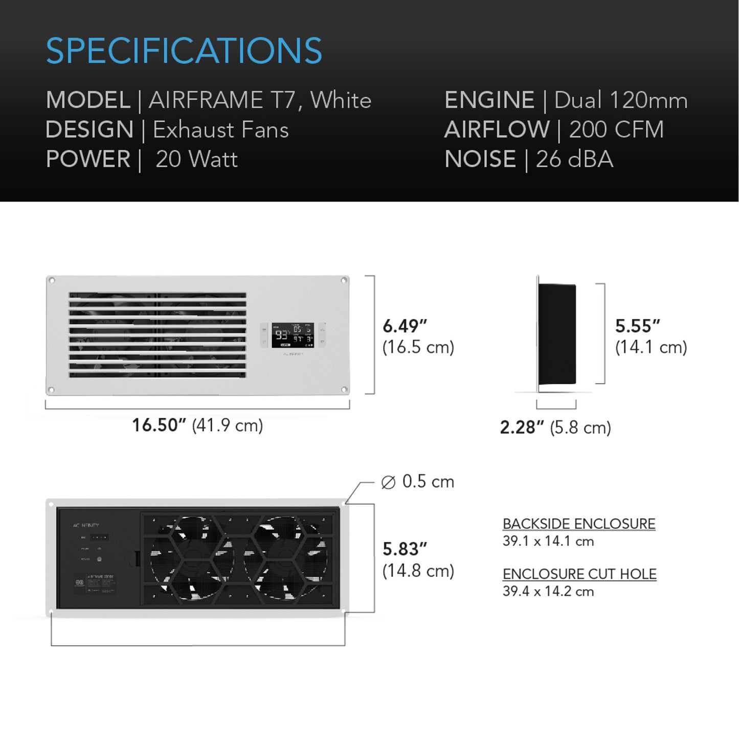 Airframe T7 White, Av Equipment Closet And Room Fan System 17", Exhaust