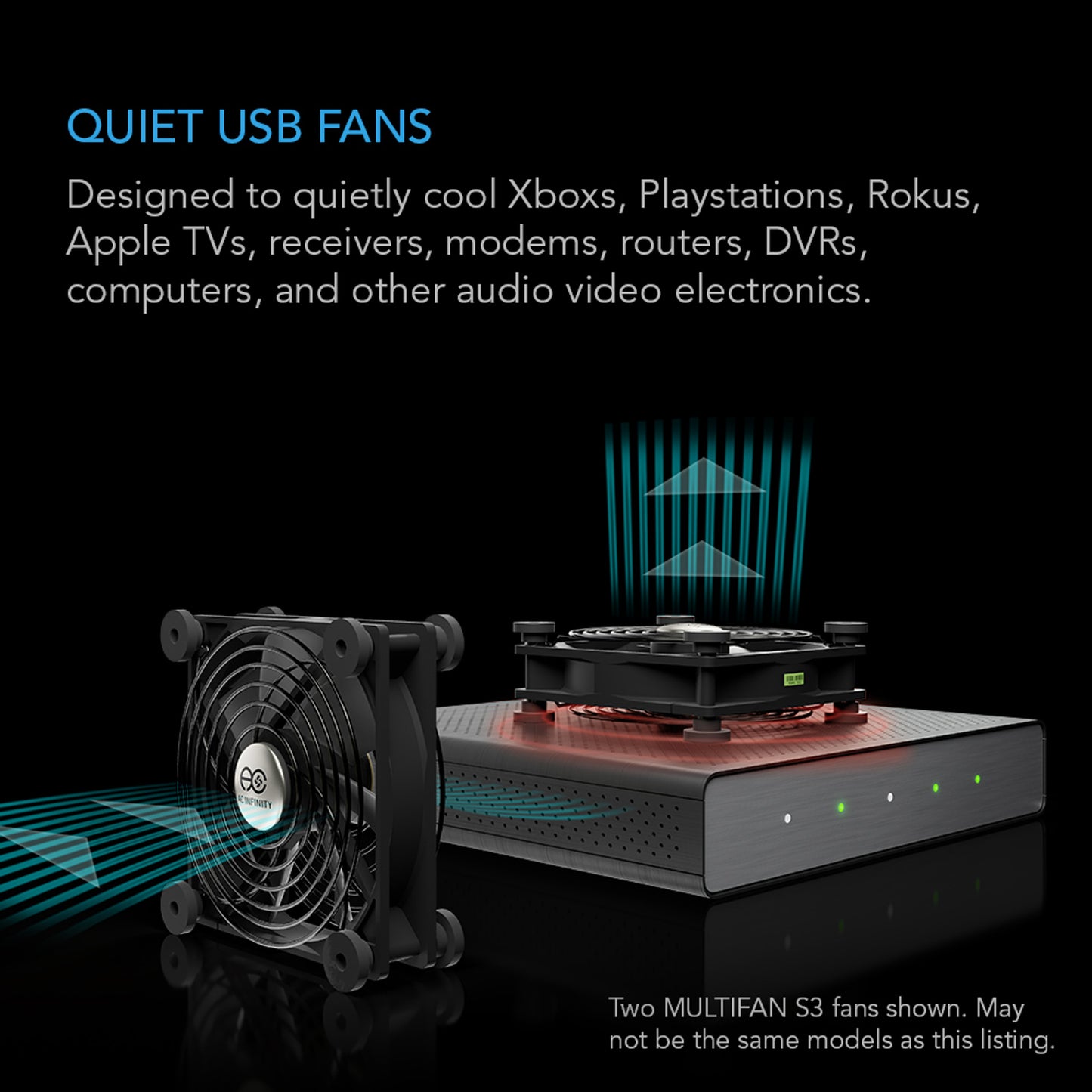 Multifan S5, Quiet USB Cooling Fan, Dual 80MM