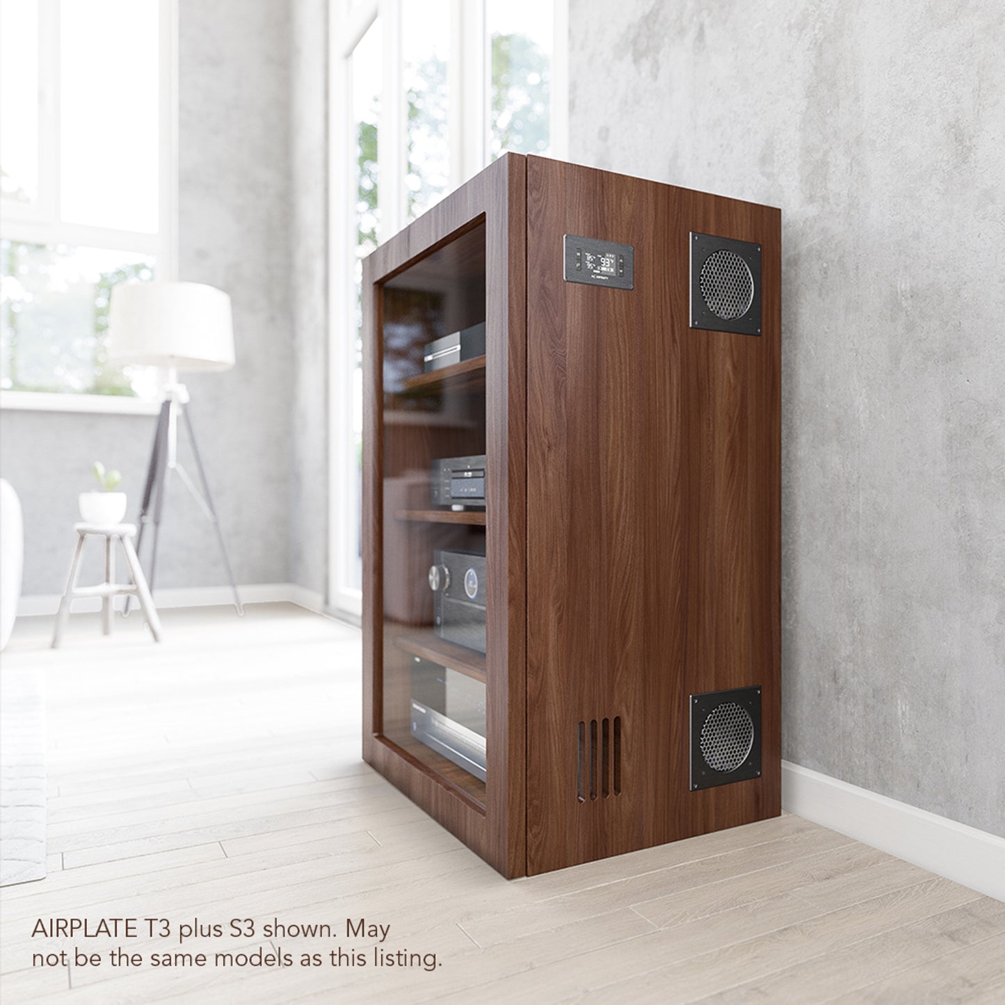 Airplate T8 White, Home Theatre and AV Quiet Cabinet Cooling Dual Fan System, 6 Inch