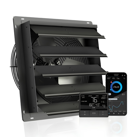 AIRLIFT T16, Shutter Exhaust Ventilation Fan 16", Temperature Humidity Controller