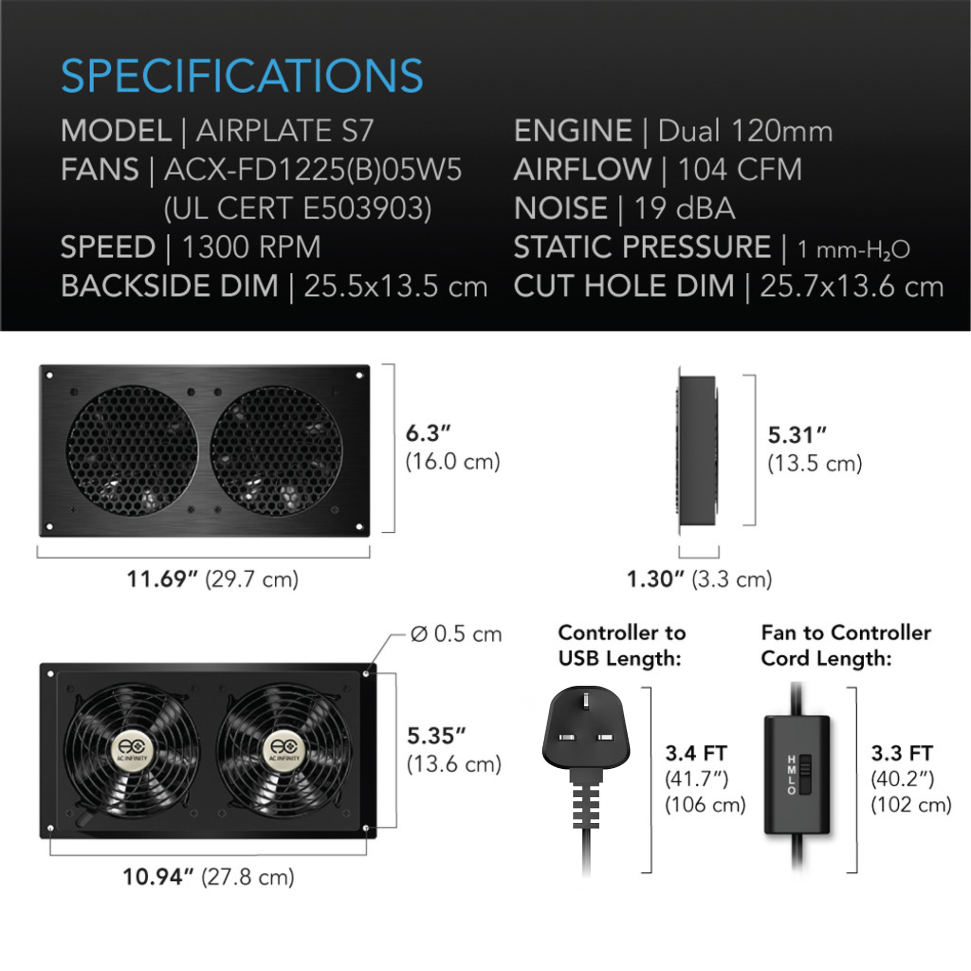 AC Infinity AIRPLATE S2, sistema de ventilador de refrigeración AC Infinity AIRPLATE S2, sistema de ventilador de refrigeración