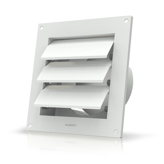 Wall Mount Duct Shutter, 6-Inch, White Steel
