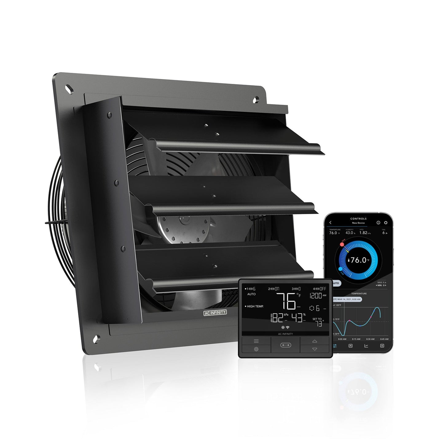 AIRLIFT T10, Shutter Exhaust Ventilation Fan 10", Temperature Humidity Controller