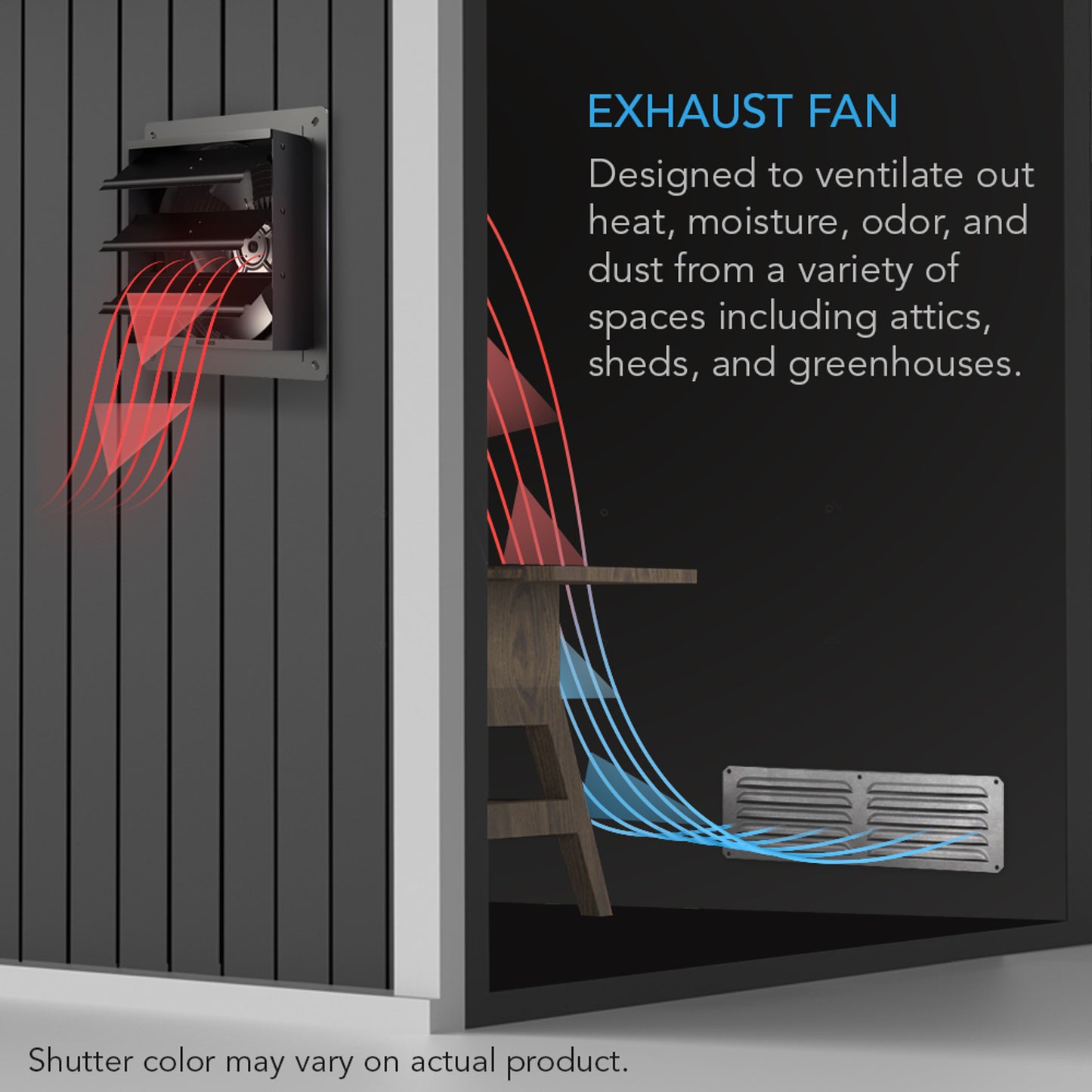 Airlift S14, Shutter Exhaust Ventilation Fan 14", Speed Controller