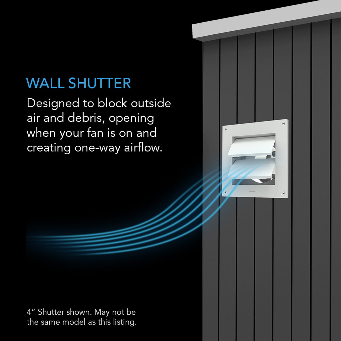 Wall Mount Duct Shutter, 4-Inch, White Steel
