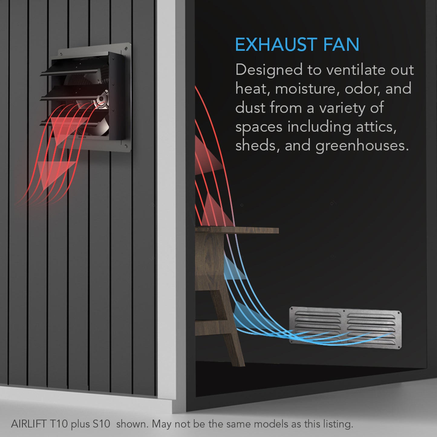Airlift S12, Shutter Exhaust Ventilation Fan 12", Speed Controller