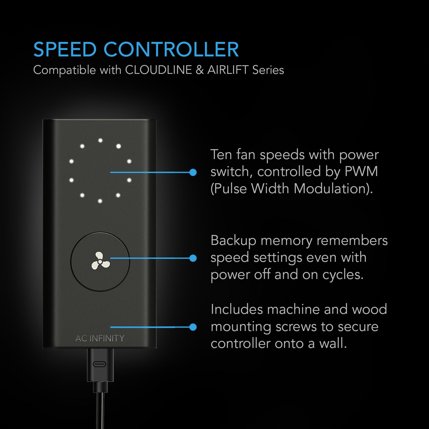 AIrlift S20, Shutter Exhaust Ventilation Fan 20", Speed Controller