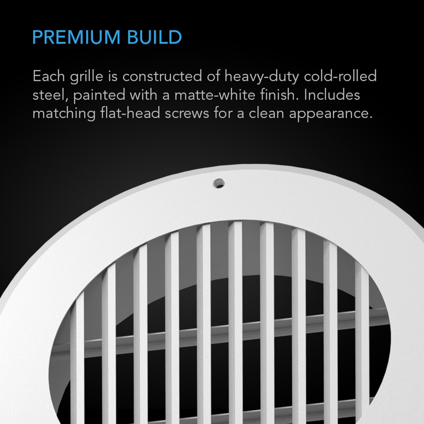 Wall-Mount Duct Grille Vent, White Steel, 8-Inch