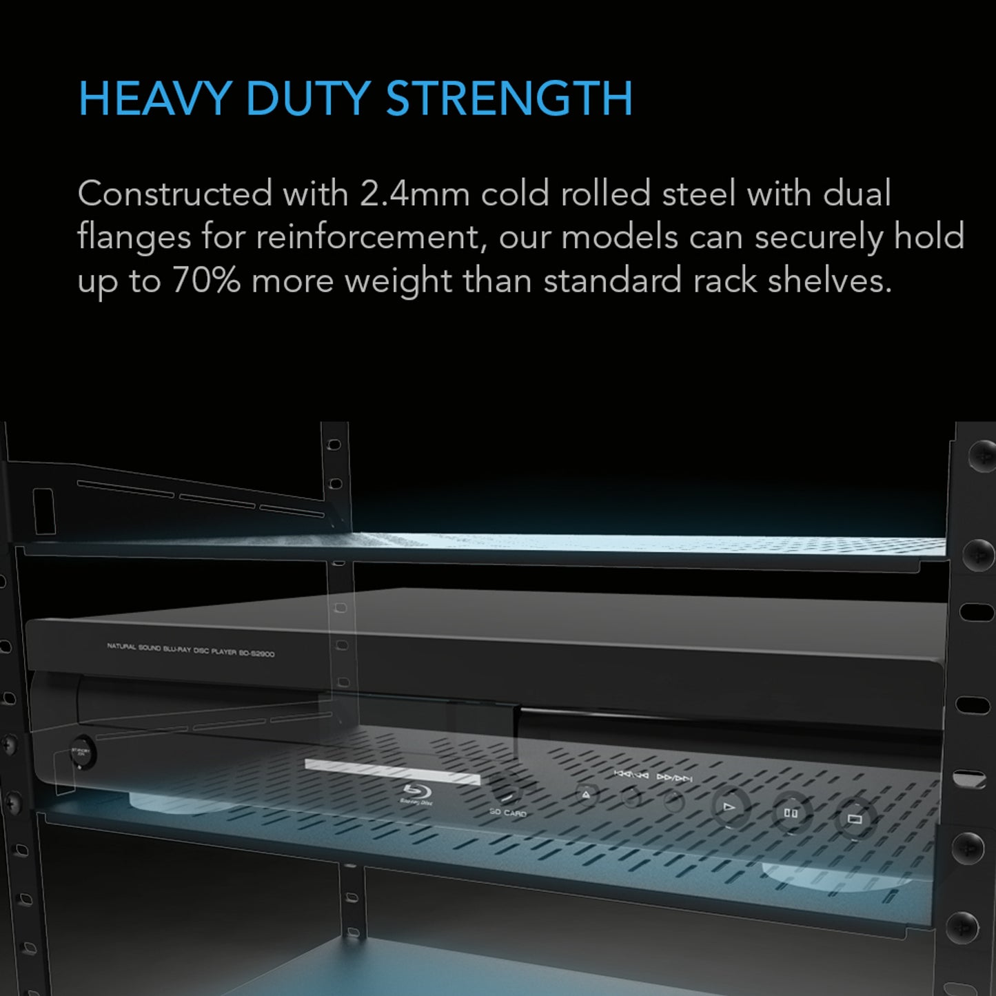 Vented Cantilever 1U Rack Shelf 14"