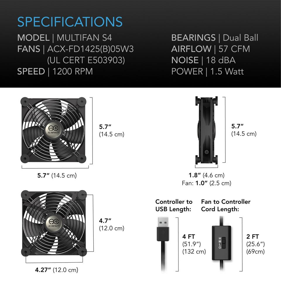 Multifan S4, Quiet USB Cooling Fan, 140mm