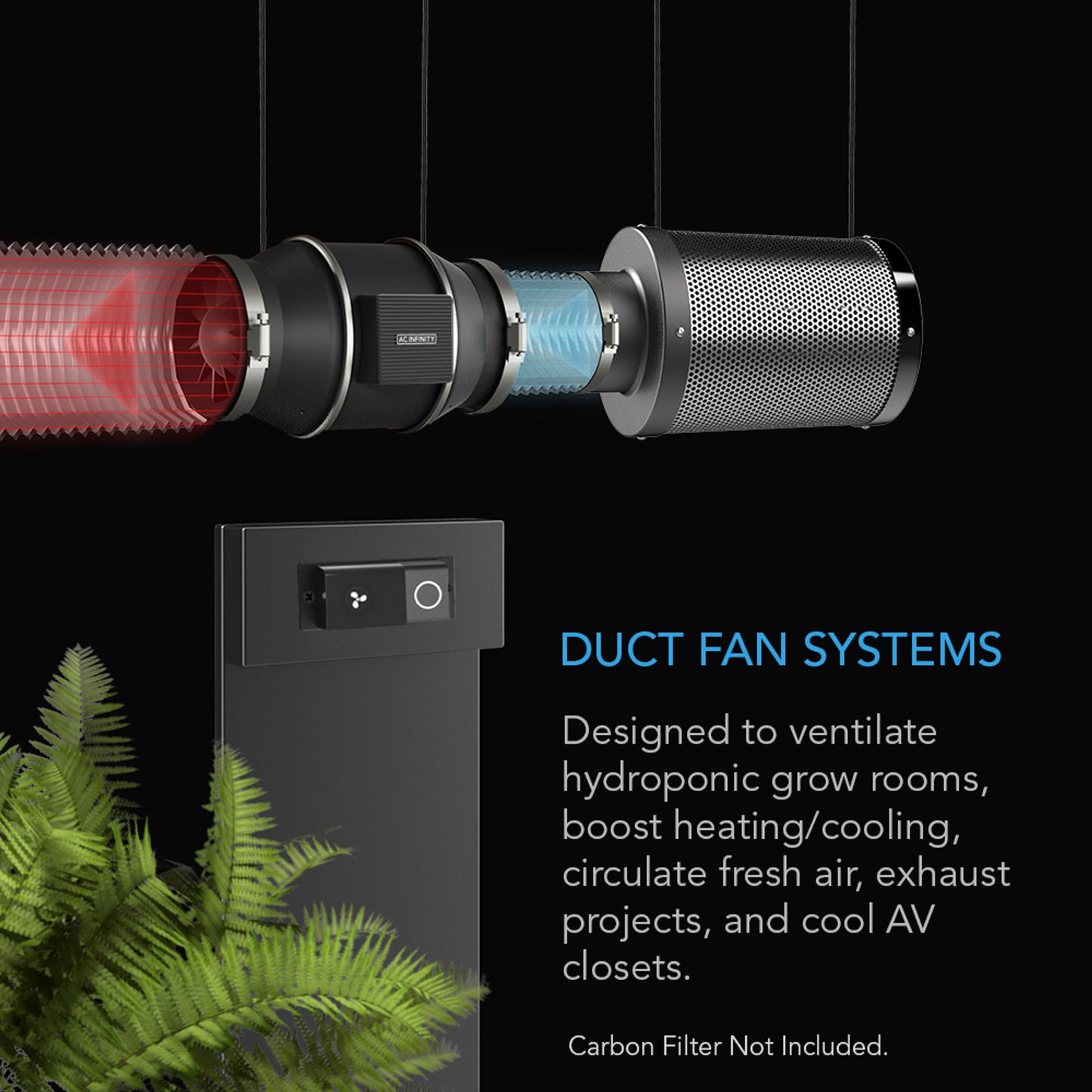 Cloudline S8, Quiet Inline Duct Fan System with Speed Controller, 8 Inch