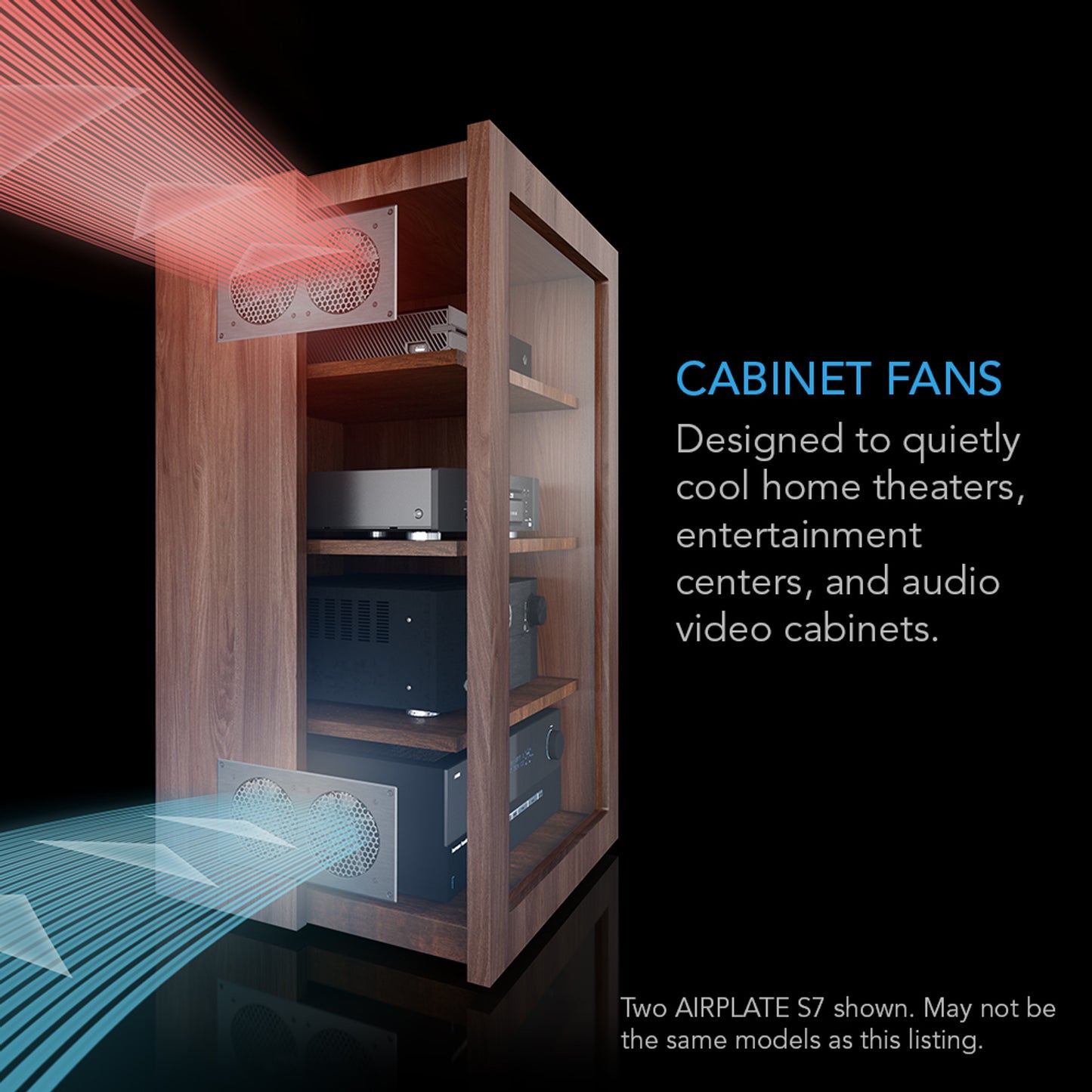 Airplate S1, Home Theater And Av Quiet Cabinet Cooling Fan System, 4 Inch