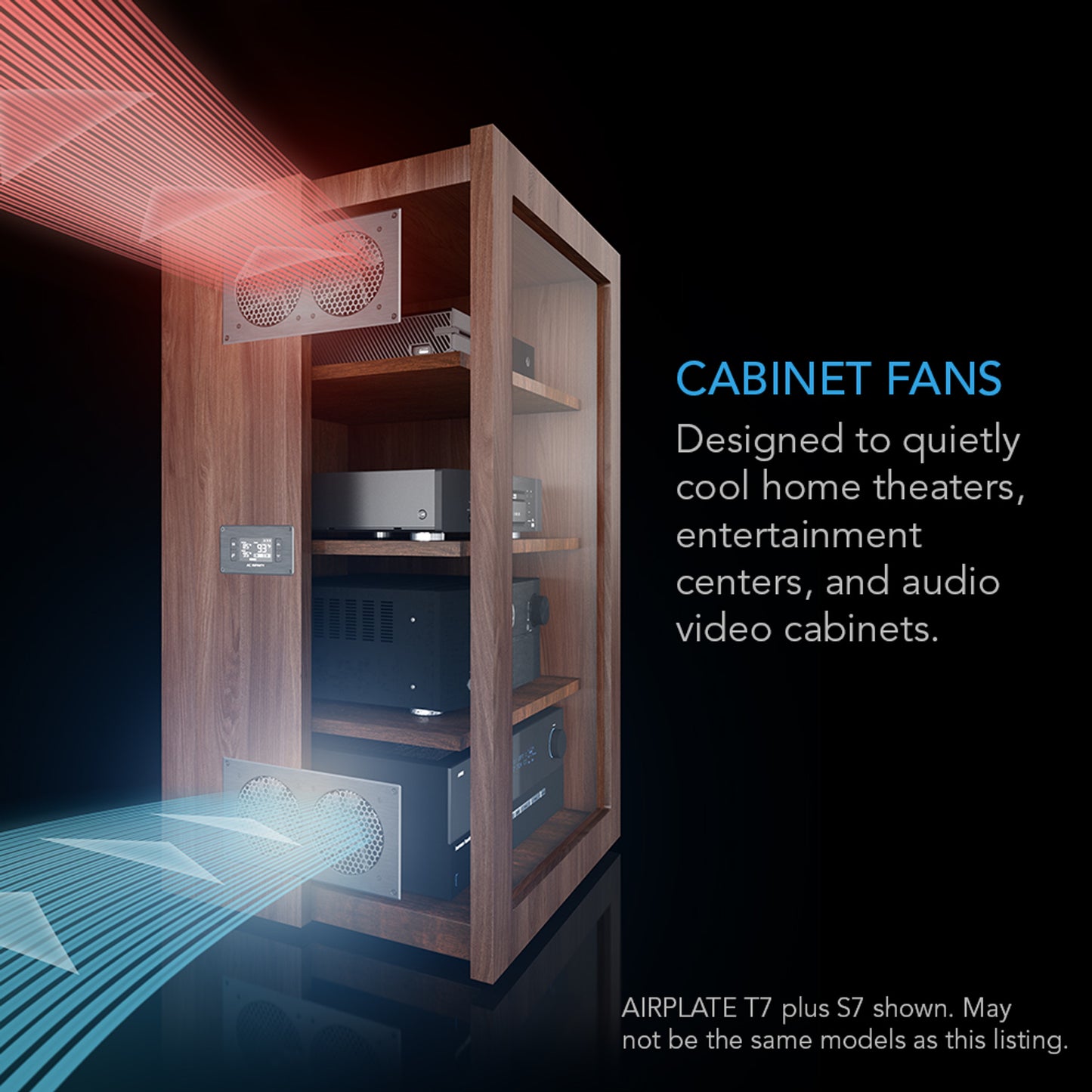 Airplate T3, Home Theatre and AV Quiet Cabinet Cooling Fan System, 6 Inch