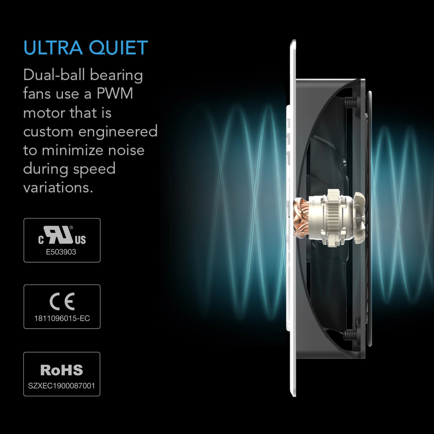 Airplate T8 White, Home Theatre and AV Quiet Cabinet Cooling Dual Fan System, 6 Inch