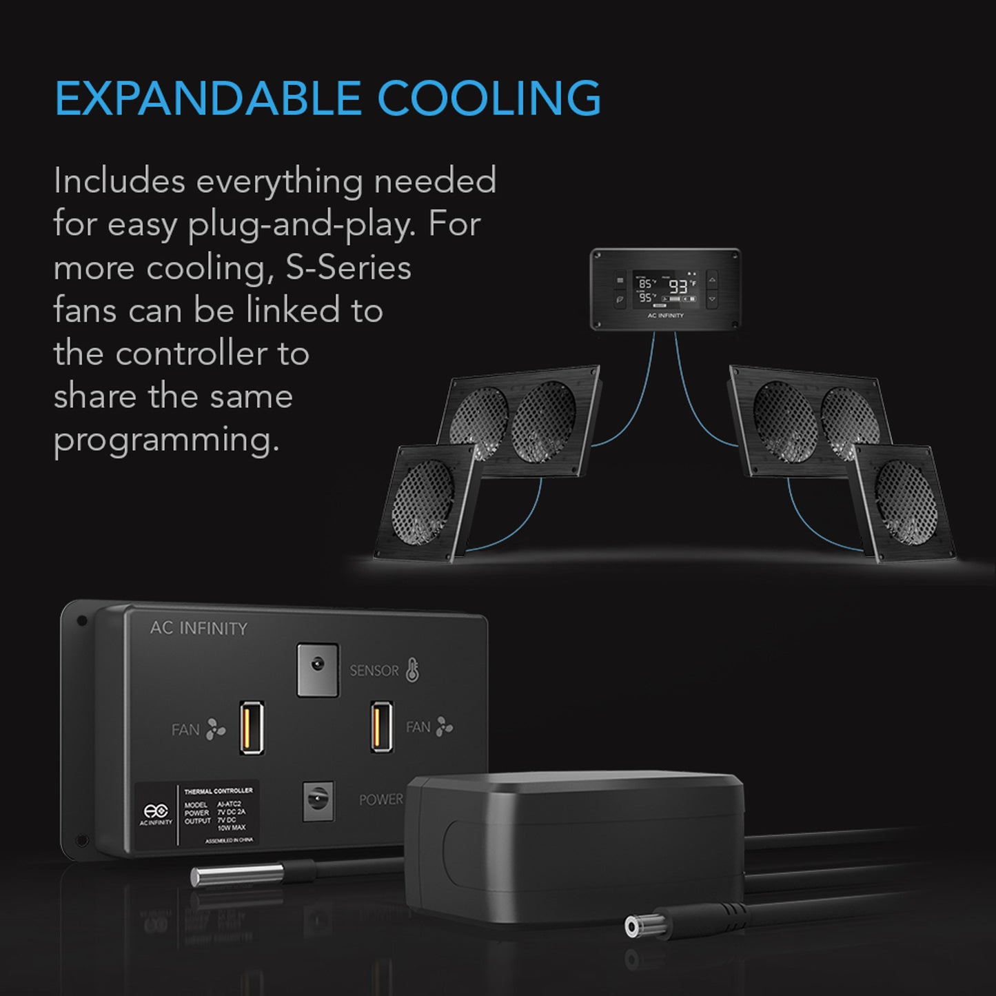 Airplate T8, Home Theatre and AV Quiet Cabinet Cooling Dual-Fan System, 6 Inch
