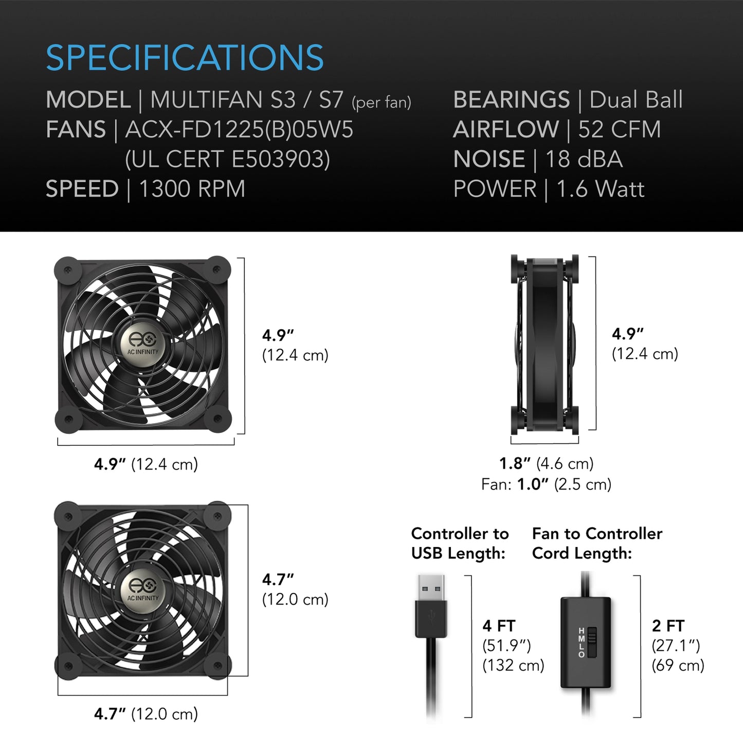 Multifan S3, Quiet USB Cooling Fan, 120MM