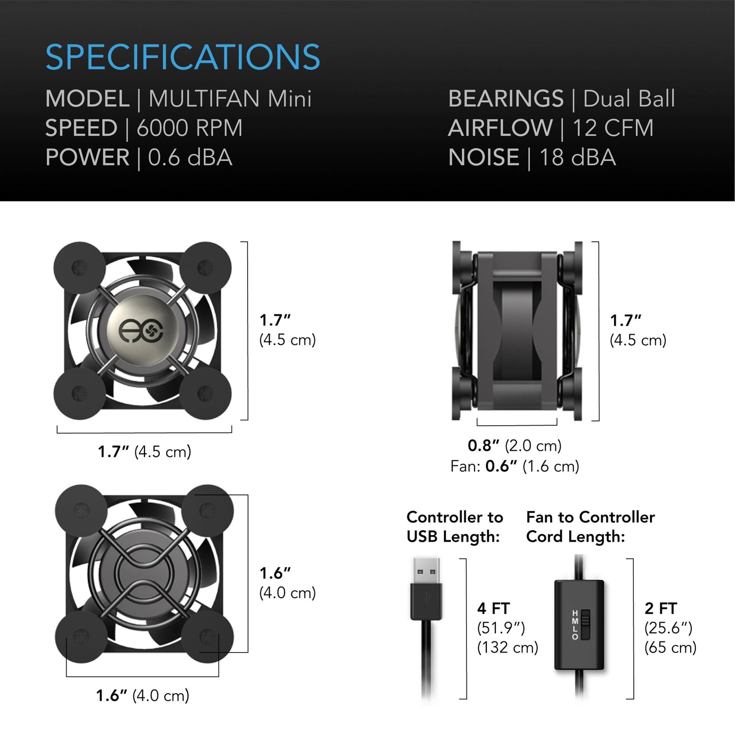Multifan Mini, Quiet Usb Cooling Fan, 40MM